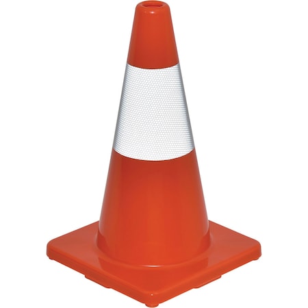 18 Reflective Traffic Cone, Solid Orange Base, 2-1/2 Lbs